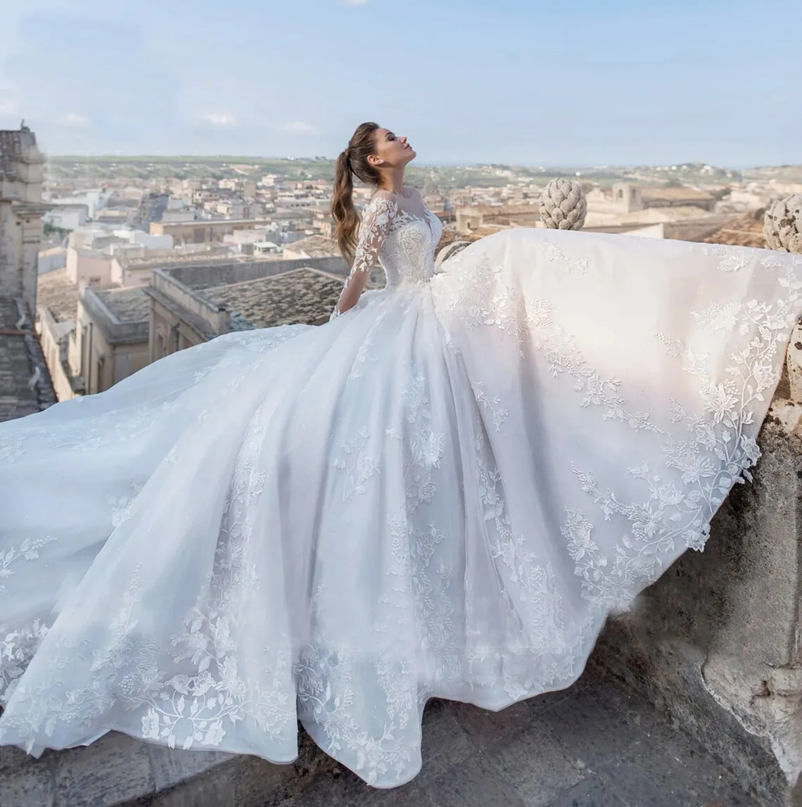 illusion long sleeve lace wedding ball gown illusion long sleeve lace wedding ball gown
