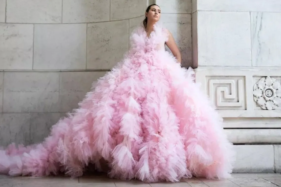 romantic ruffled pink tulle wedding ball gown pink ruffled tulle wedding ball gown