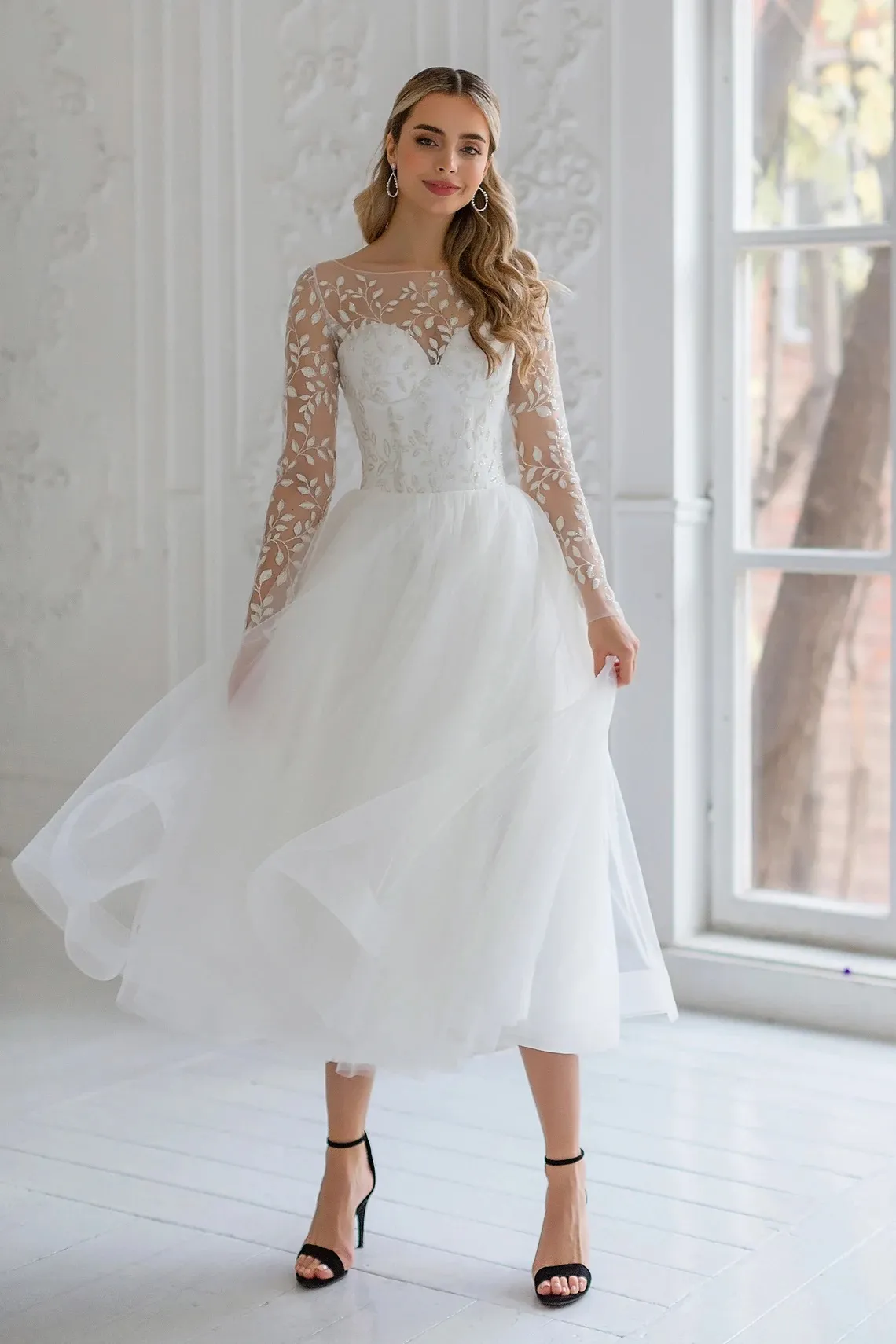 lace & tulle A-line bridal dress lace tulle a line bridal dress