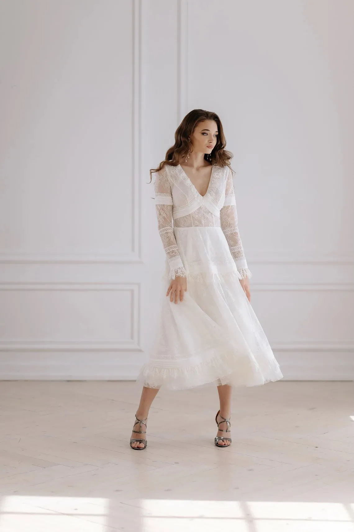 lace & tulle long-sleeve bridal dress lace tulle long sleeve bridal dress