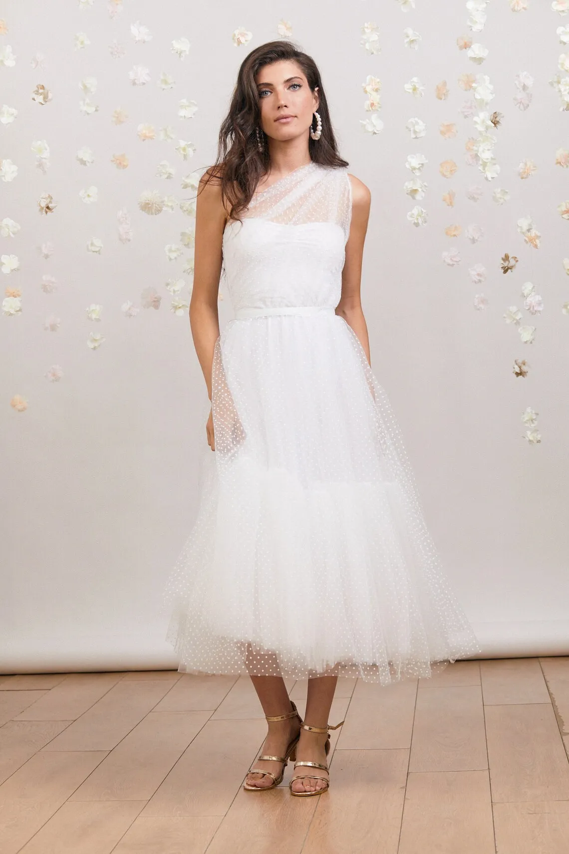one shoulder polka dot tulle wedding dress one shoulder polka dot tulle wedding dress