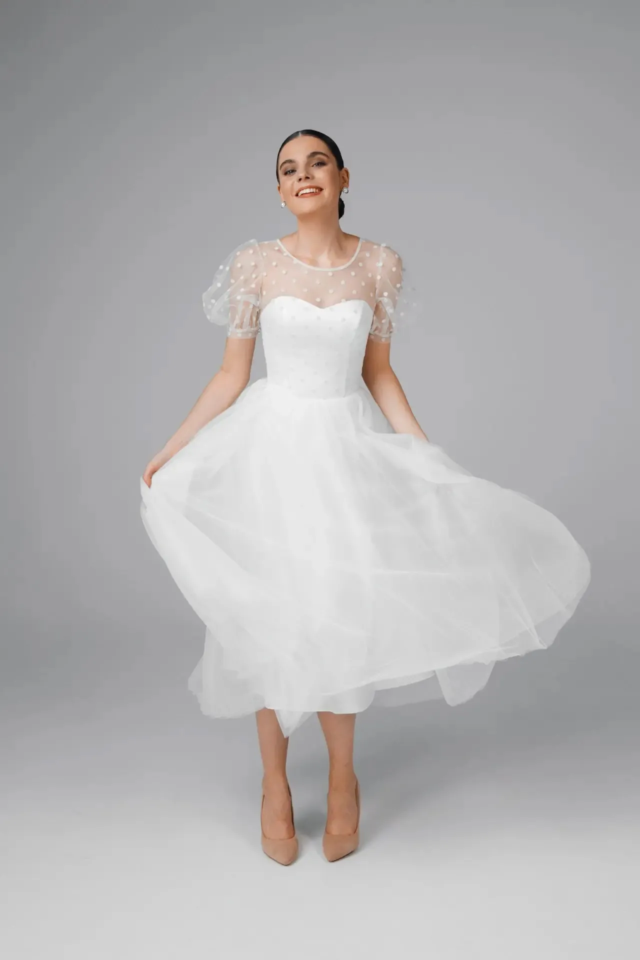 polka dot tulle A line wedding dress polka dot tulle A line wedding dress