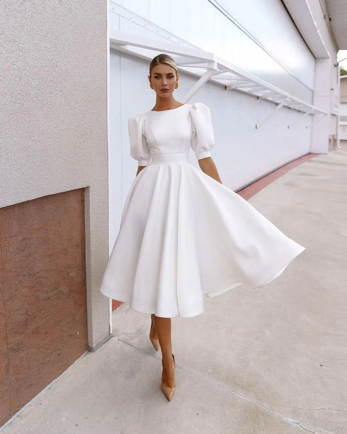 puff sleeve satin wedding dress puff sleeve satin wedding dress