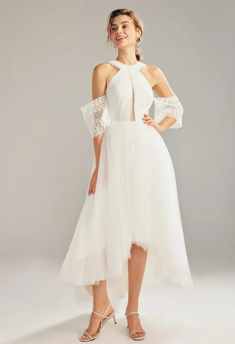 romantic lace and tulle high low bridal dress romantic lace and tulle high low bridal dress
