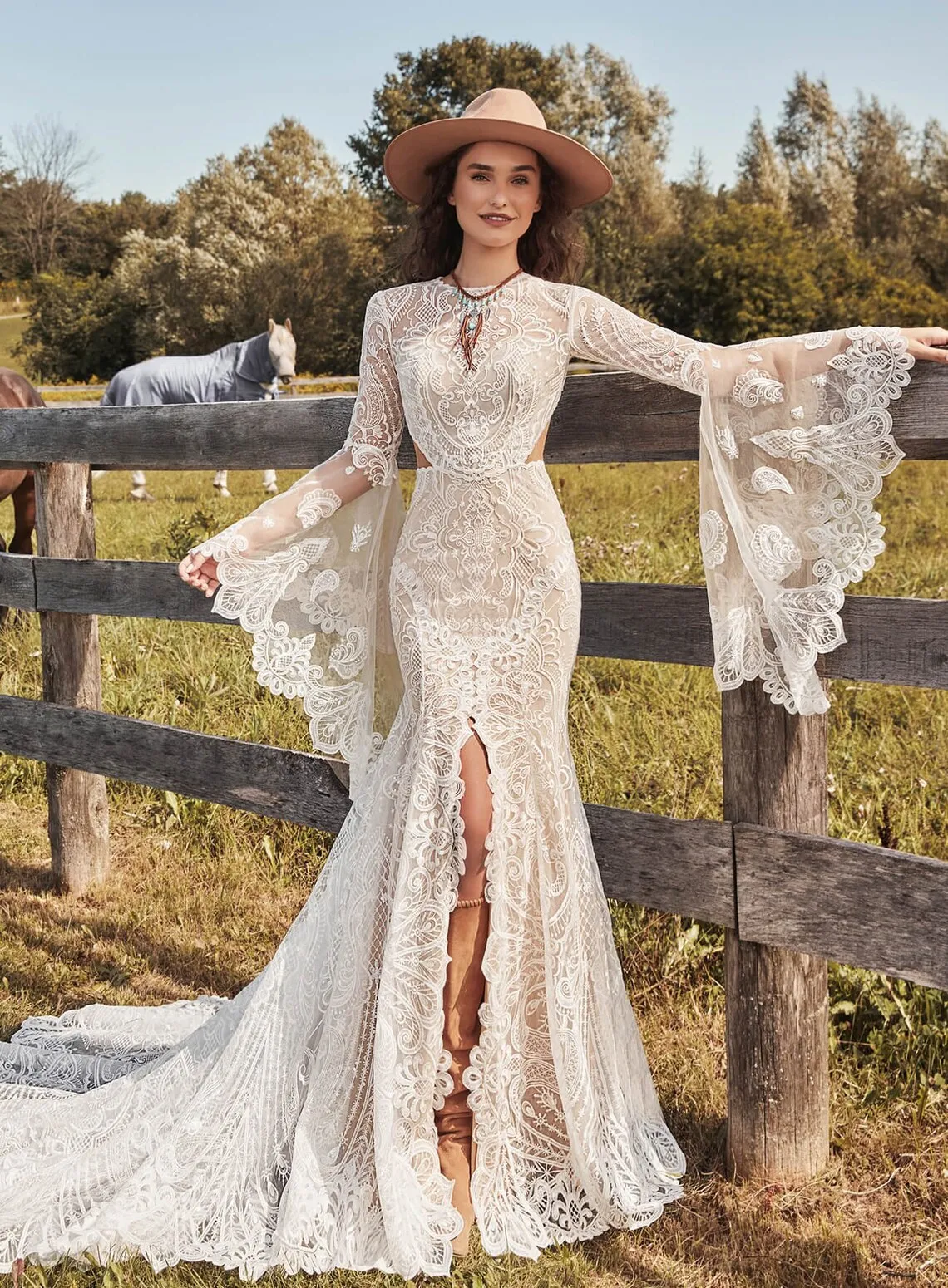 statement sleeve lace boho wedding dress statement sleeve lace boho wedding dress