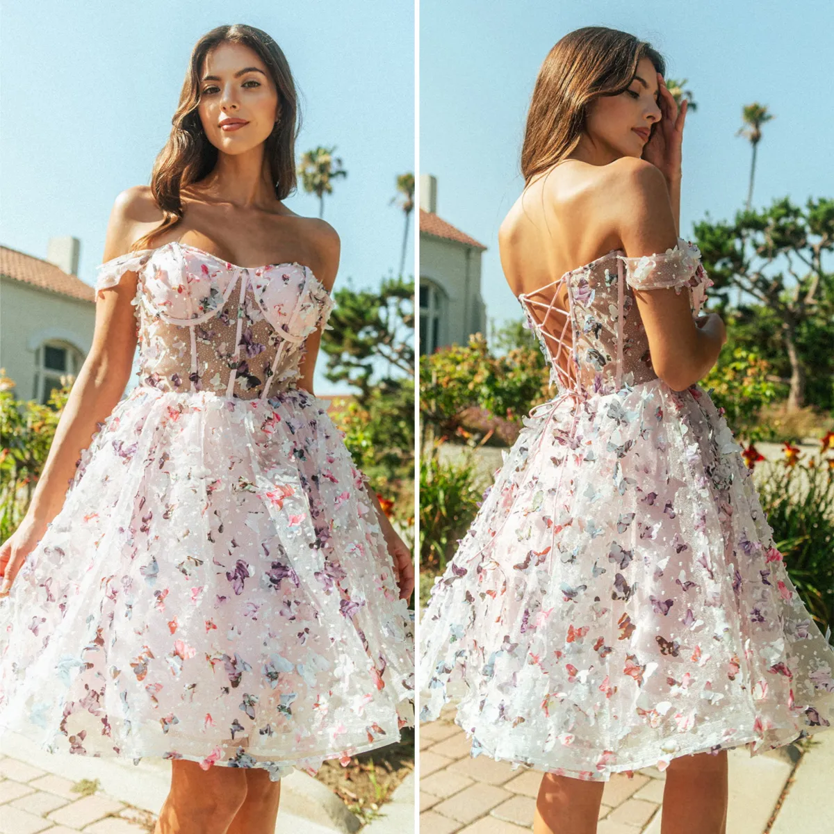 fairytale 3d butterflies short cocktail homecoming dress