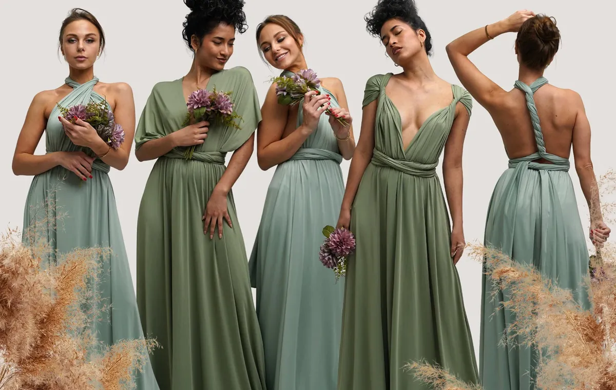 V-Neck Multi Wear Convertible Bridesmaid Dresses Black