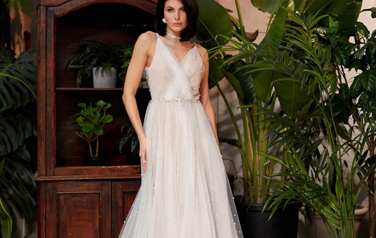 evening dresses for mature ladies Pearl-Embellished Long Sleeve Formal Dress A0997 Blush / 2 main image 1