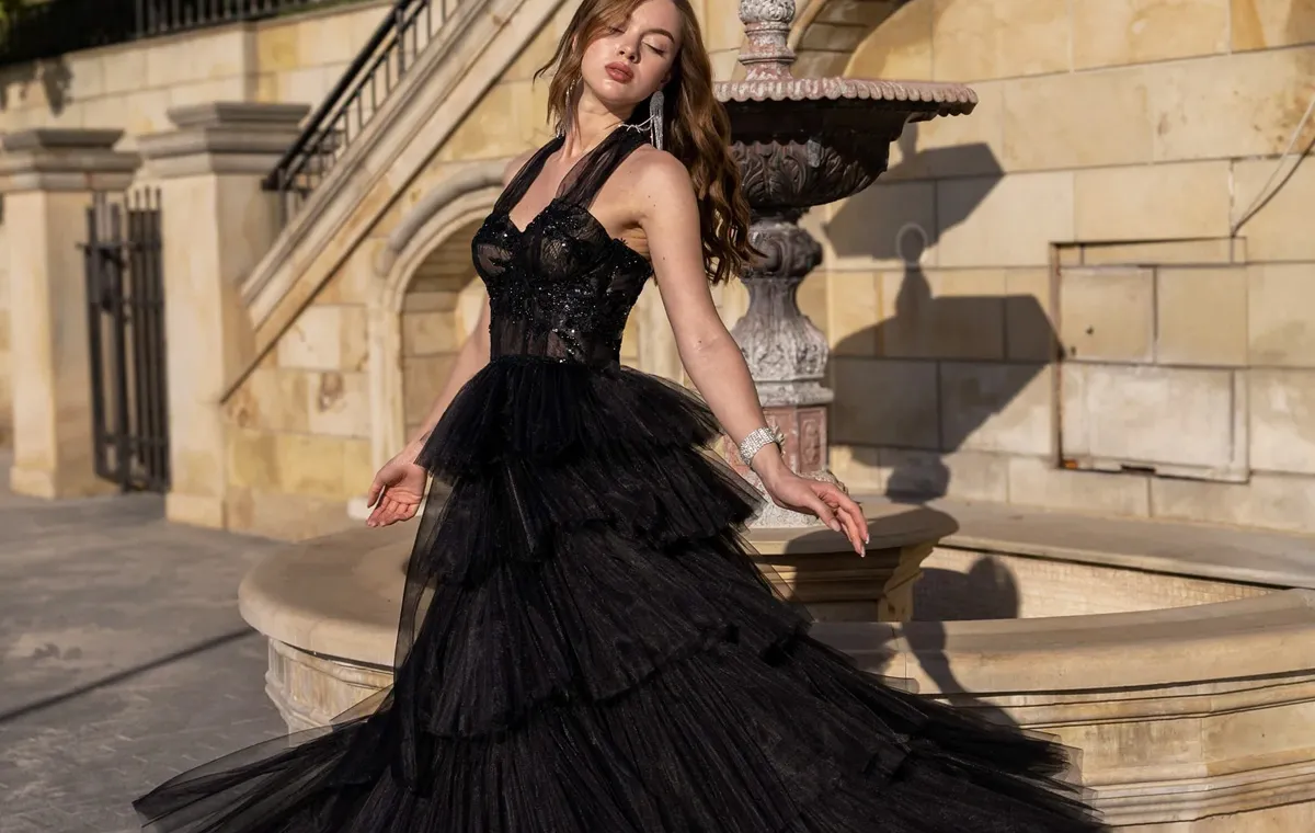 black beaded formal dres