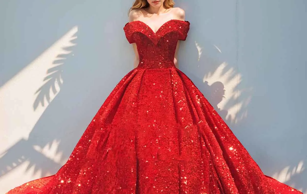 fitted lace wedding dress A Line Long Puffy Sleeves Tulle Prom Dresses with Split main image 1