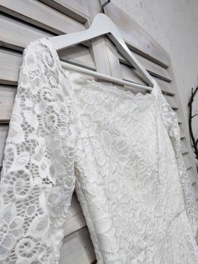 off shoulder white lace dress