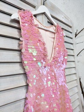 Bedazzled Pink Sequin Prom Dress Bedazzled Pink Sequin Prom Dress