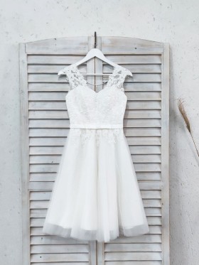 white lace and tulle short wedding dress white lace and tulle short wedding dress