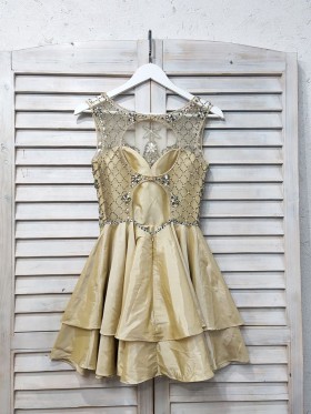 bedazzled beaded open back short dress