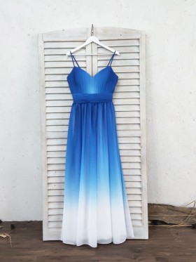 blue to white ombre chiffon long bridesmaid dress blue to white ombre chiffon long bridesmaid dress