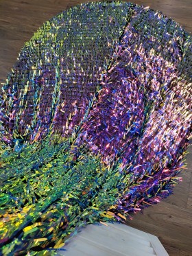 multi color rainbow sequin long train