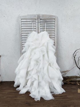 tiered ruffled white floor length skirt