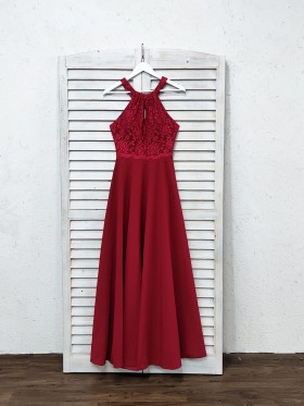 burgundy lace and spandex halter A line long bridesmaid dress burgundy lace and spandex halter A line long bridesmaid dress