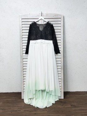 white to green ombre chiffon skirt