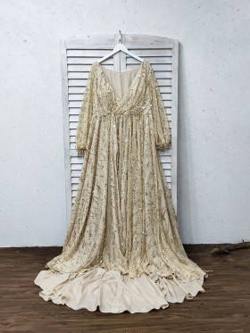 bedazzled gold sequin on tulle plus size prom dress