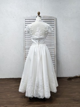 vintage tea length wedding dress with jacket vintage tea length wedding dress with jacket