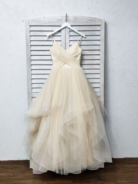 designer flounced tulle prom gown designer flounced tulle prom gown