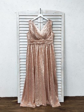 gold sequin V neck long bridesmaid dress gold sequin V neck long bridesmaid dress