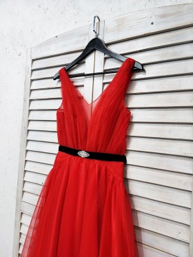 shimmer red tulle dress