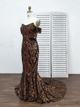 gold sequin with black lining long prom dress gold sequin with black lining long prom dress