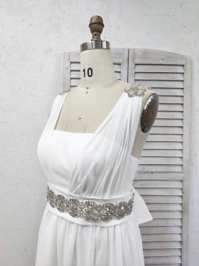 beaded white chiffon dress