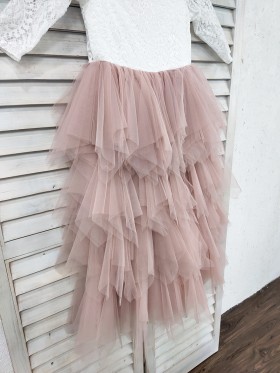vintage mauve tulle flower girl dress