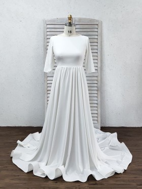 white jersey half sleeve bridal dress white jersey half sleeve bridal dress