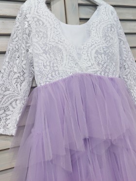 white lace and lilac tulle