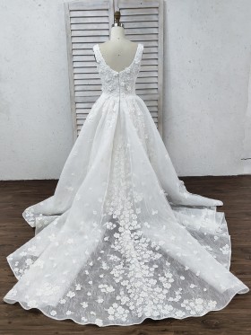 floral appliqued wedding ball gown