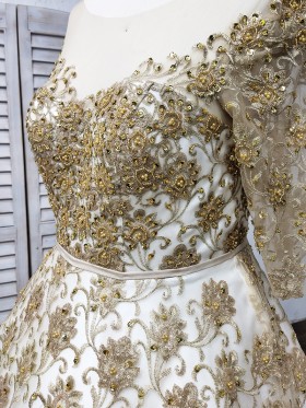 gold beaded lace appliqued gown gold beaded lace appliqued gown