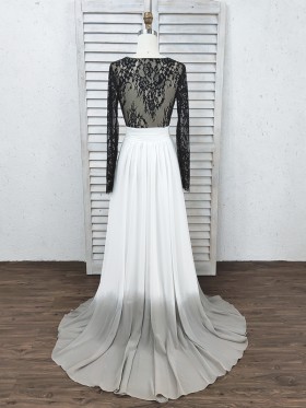 white to gray ombre chiffon dress