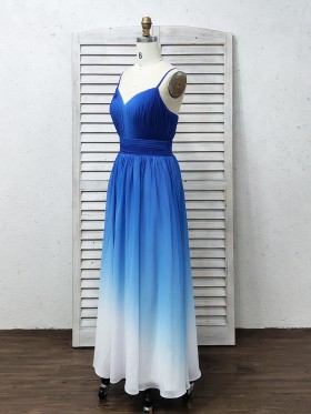 natural waist ombre blue to white long bridal party gown natural waist ombre blue to white long bridal party gown