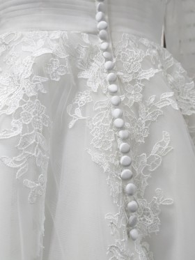 delicate button back wedding dress