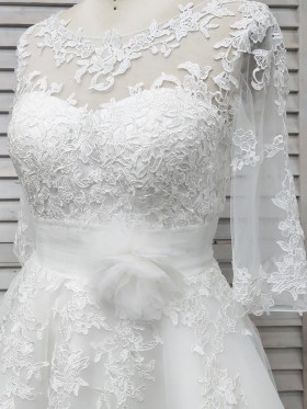 illusion lace neckline and half sleeves illusion lace neckline and half sleeves