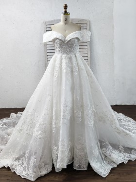 off the shoulder neckline luxury lace wedding ball gown off the shoulder neckline luxury lace wedding ball gown
