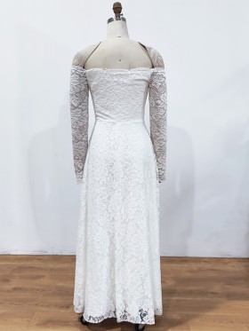 long sleeve off the shoulder A line long bridal dress long sleeve off the shoulder A line long bridal dress