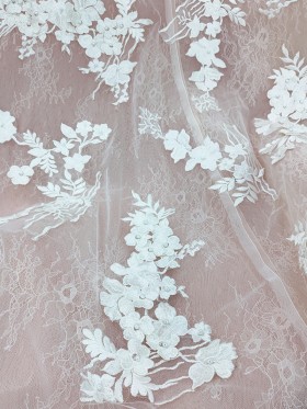 floral white lace with pearls embellished
