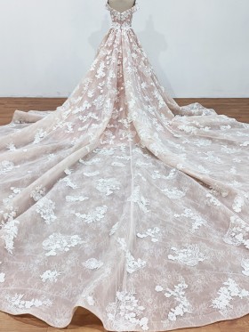 luxury long train blush wedding dress luxury long train blush wedding dress