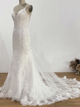 ivory mermaid lace wedding dess with 3 tier train ivory mermaid lace wedding dess with 3 tier train