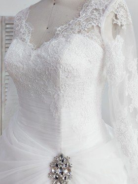 illusion lace long sleeve beaded waist wedding gown illusion lace long sleeve beaded waist wedding gown
