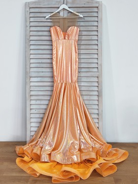 shiny orange lame fabric mermaid long prom dress shiny orange lame fabric mermaid long prom dress