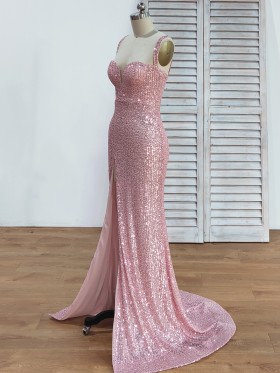 sweetheart neckline with wide straps pink sequin dress sweetheart neckline with wide straps pink sequin dress