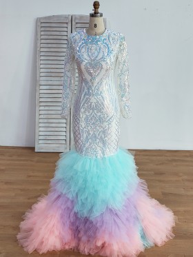 gorgeous multi color sequin and tulle mermaid prom dress gorgeous multi color sequin and tulle mermaid prom dress