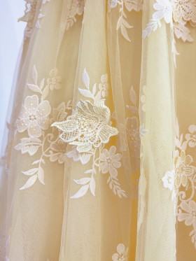 yellow 3D flower lace applique