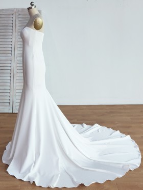 sleek white spandex mermaid long evening dress